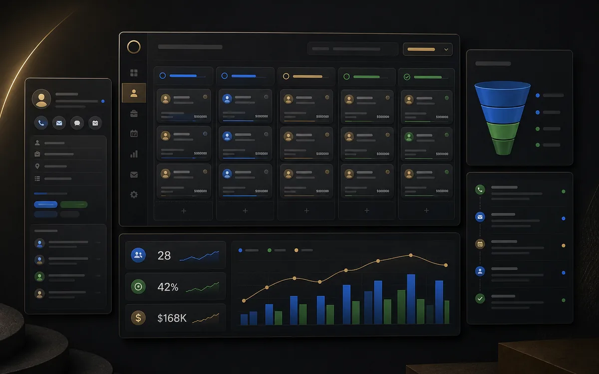 Conceptual CRM sales pipeline dashboard