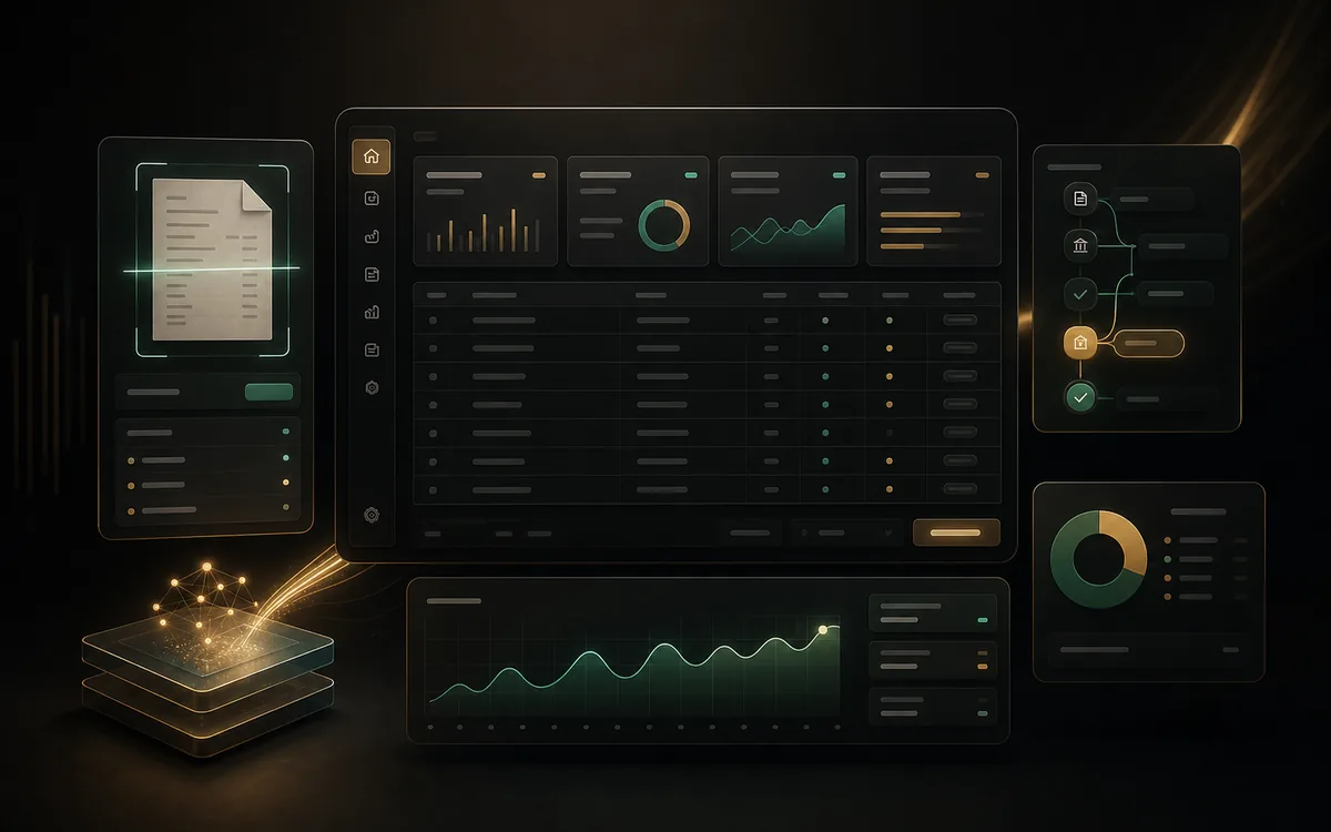Conceptual LedgerFlow accounting automation dashboard