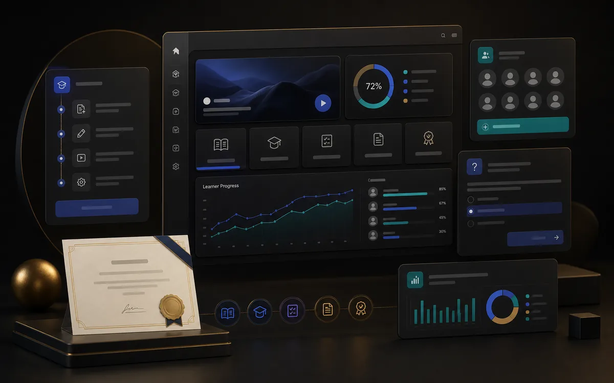 Conceptual LMS Platform course and progress management dashboard