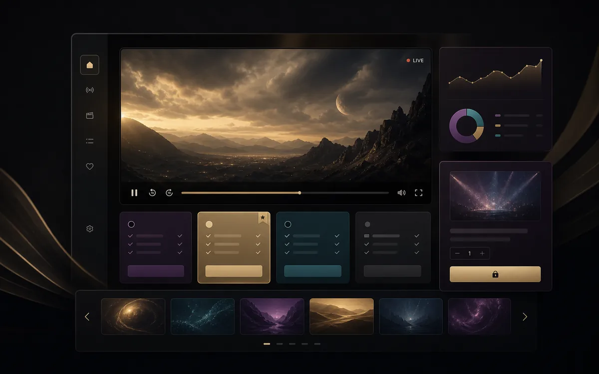 Conceptual OTT streaming and subscription platform interface
