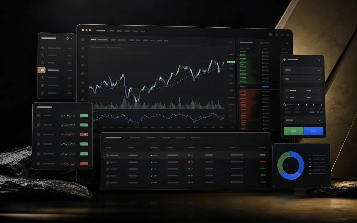 Conceptual Trade Platform market and portfolio dashboard